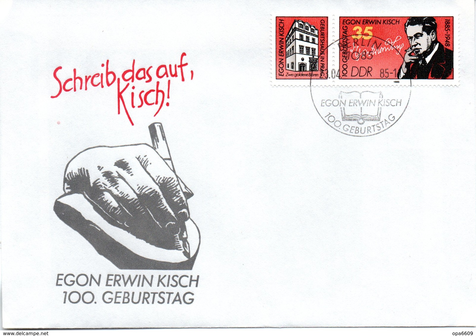 DDR Schmuck-FDC Mi 2940 "100.Geburtstag Von Egon Erwin Kisch", ESSt BERLIN, 23.4.1985 - Autres & Non Classés