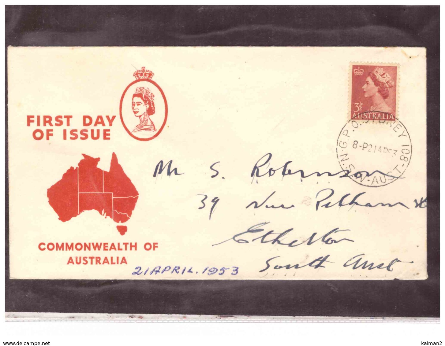 AUSFDC362   -   SYDNEY  21.4.1953     ./    FDC  MICHEL NR.  229 - Primo Giorno D'emissione (FDC)