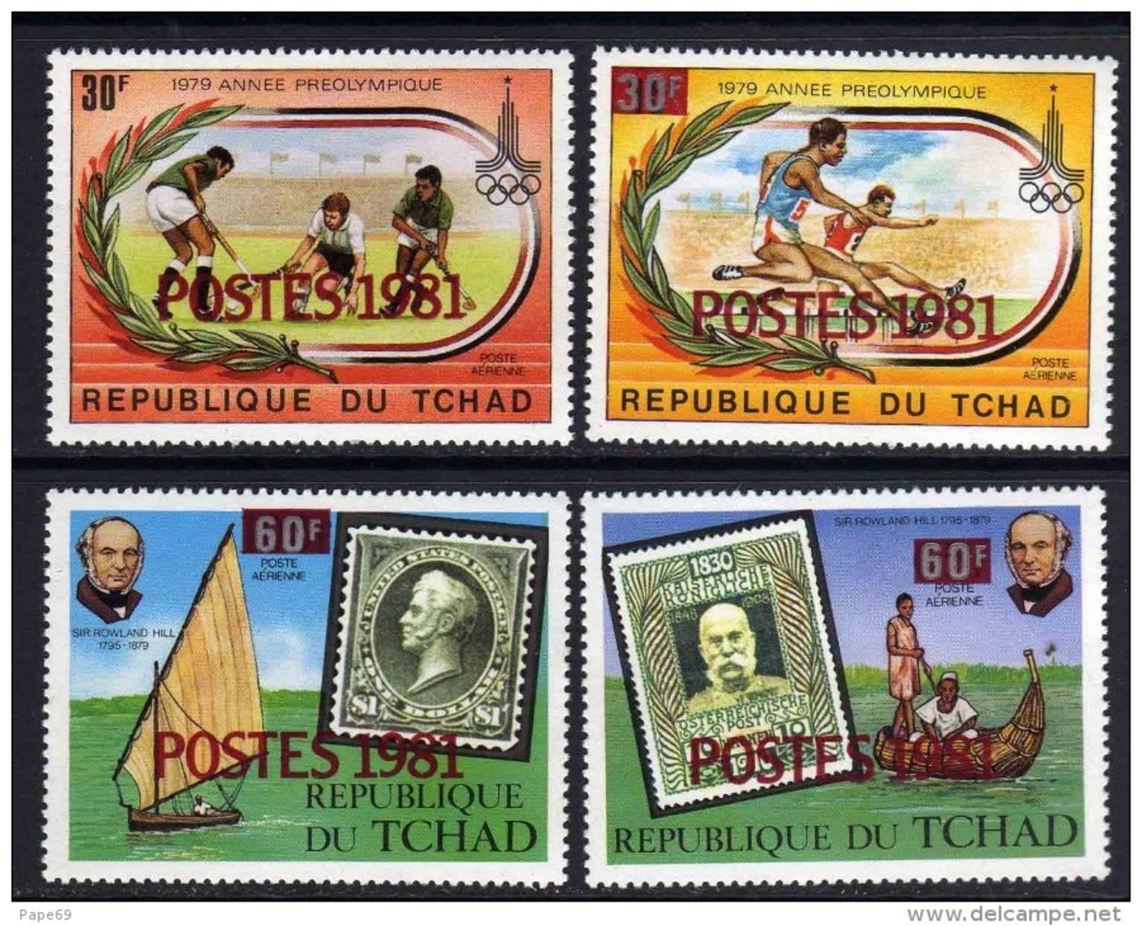 Tchad N° 380 / 83 XX  Timbres Surchargés, Les 4 Valeurs Sans Charnière, TB - Tchad (1960-...)