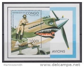 Congo Republic 1996 Yvert BF 63B, Aviation, Plane,  Warhawk, Miniature Sheet, MNH - Nuevas/fijasellos