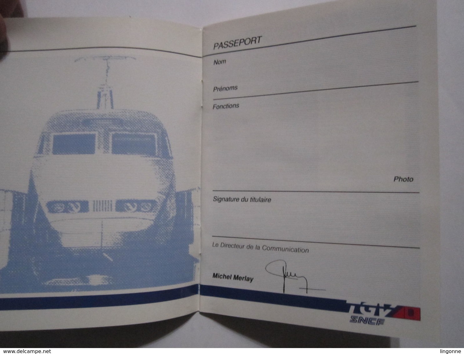 PASSEPORT SNCF TGV Atlantique 1990 - Chemin De Fer