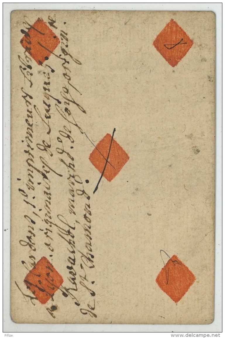 Carte à Jouer XVIIIe De Jean Dodat (Lyon , Cartier Actif De 1700 à 1732). 5 De Carreau . - Cartes à Jouer Classiques