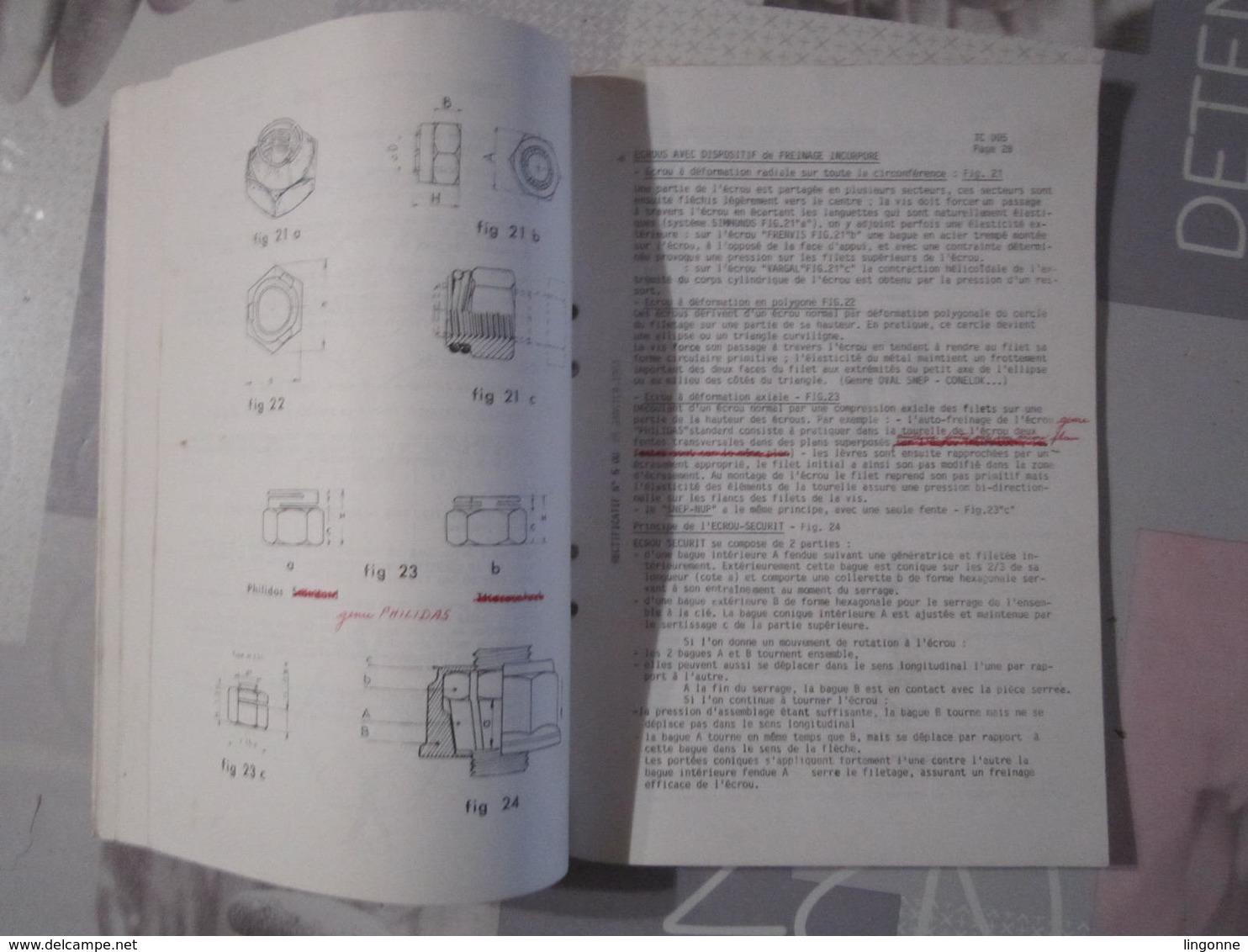 SNCF Direction Fiche Technique TC 005 Freinage des assemblages mécaniques 1972