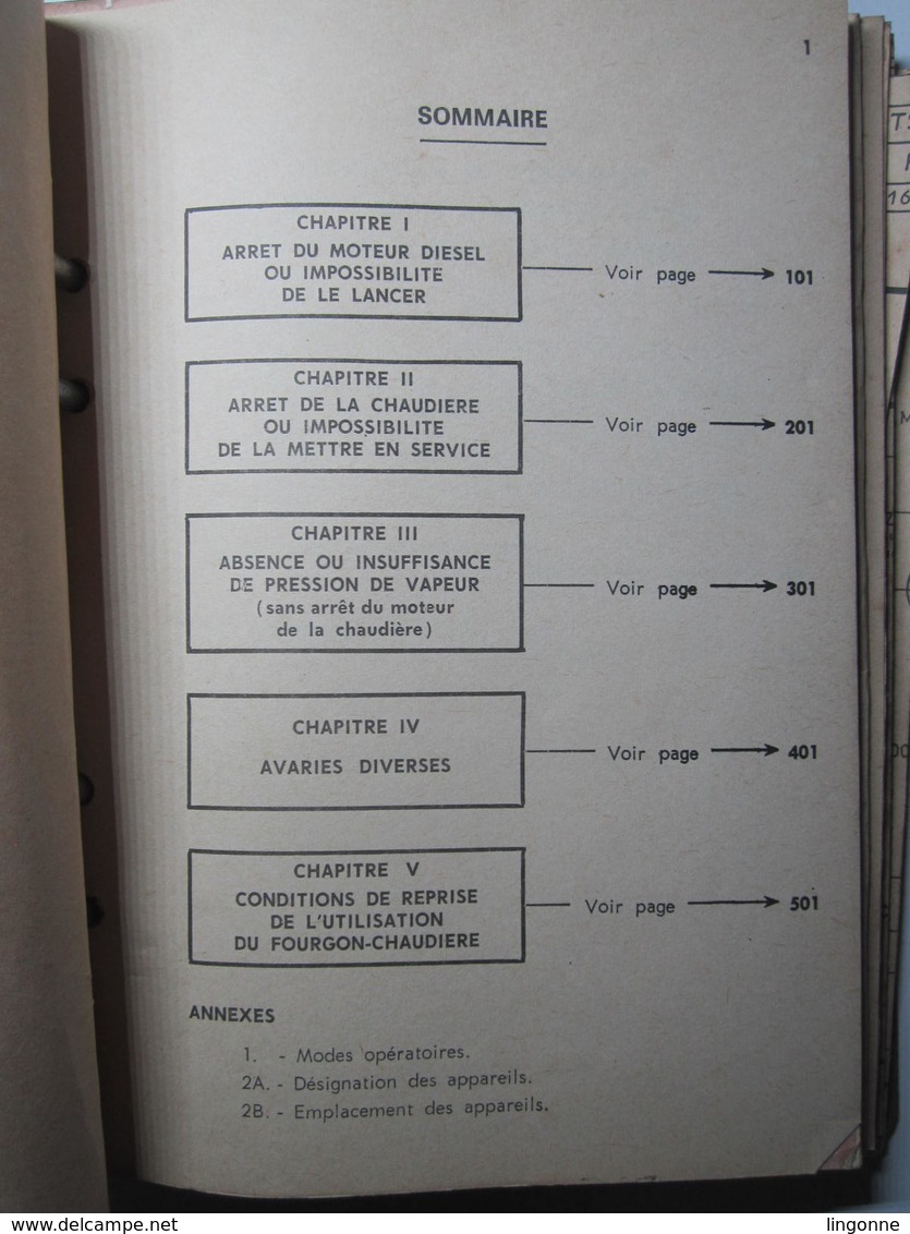 Guide Dépannage FOURGONS-CHAUDIERES VAPOR 1300 Kg/h C 881 à 998 Recueil Document 1975 - Chemin De Fer