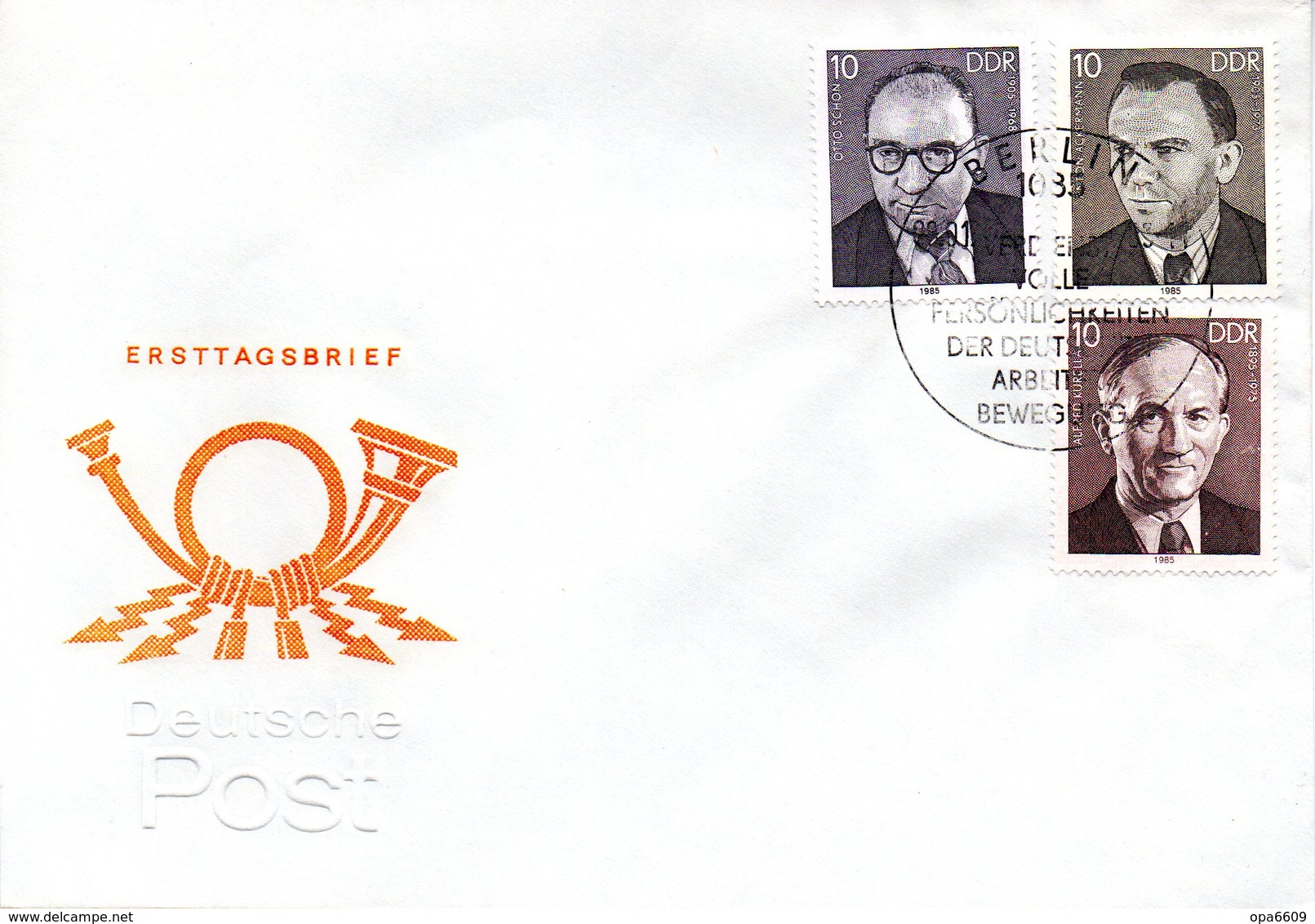 DDR Schmuck-FDC Mi 2920/22 "Persönlichkeien Der Deutschen Arbeiterbewegung (XIII)", ESSt BERLIN, 8.1.1985 - Autres & Non Classés