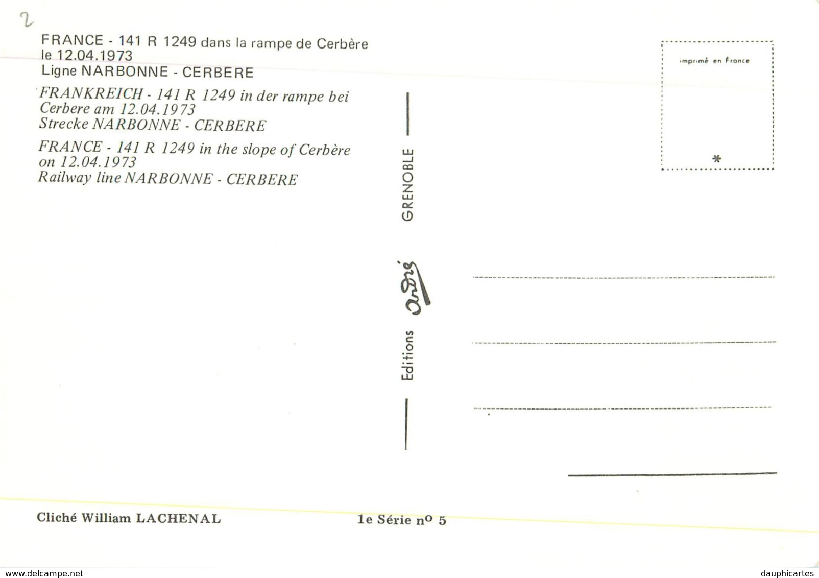 TRAIN 141 R 1249 Dans La Rampe De Cerbère En 1973 - Ligne NARBONNE CERBERE - Format CPM - 2 Scans - Matériel