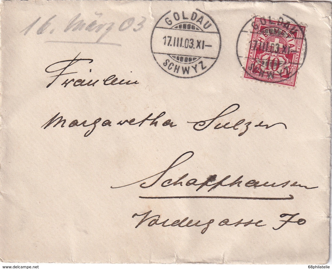 SUISSE 1903 LETTRE DE GOLDAU - Briefe U. Dokumente