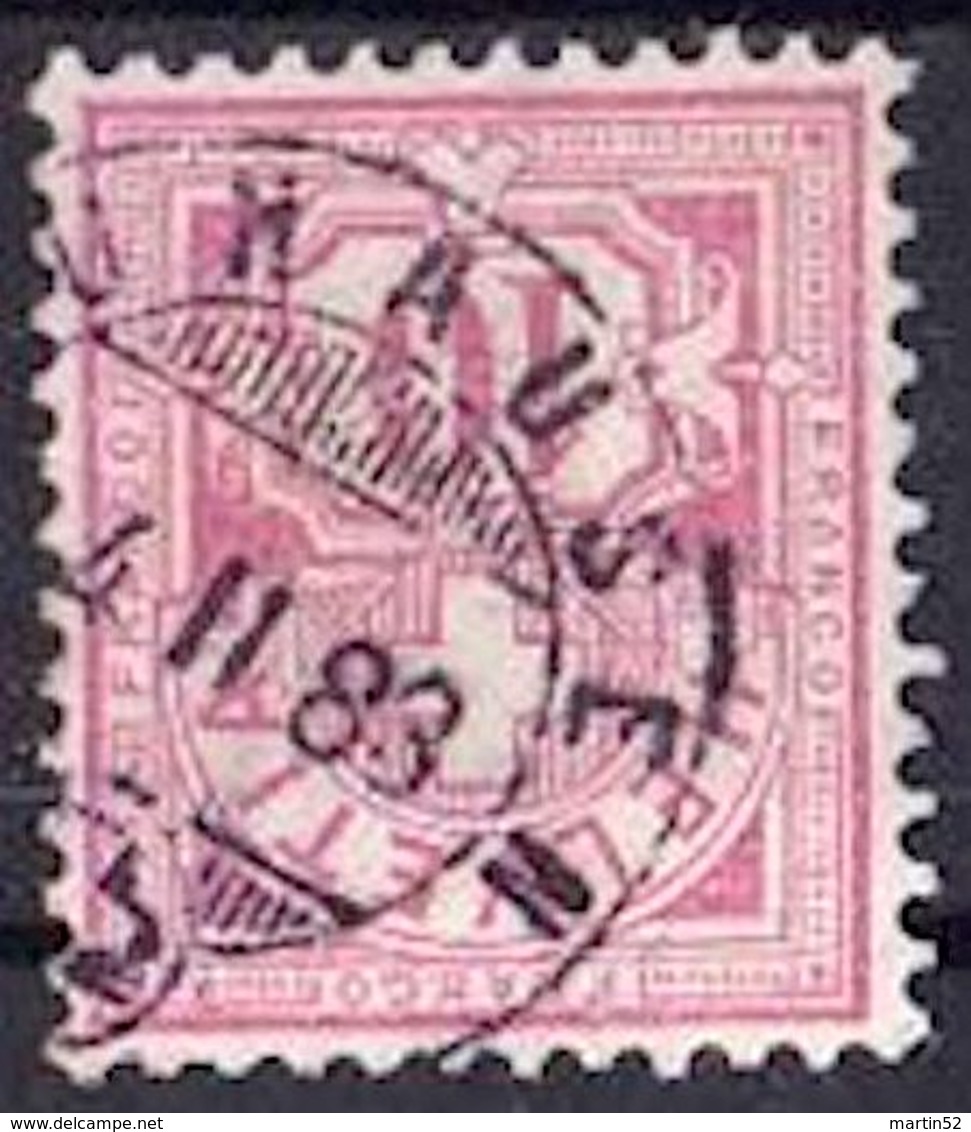 Faserpapier 1882: Zu 61Aa Mi 54Xb Yv 66 - 10c Rosa (statt Karmin) Mit O NEUHAUSEN 24.II.83 (Zu CHF 7.00) - Used Stamps