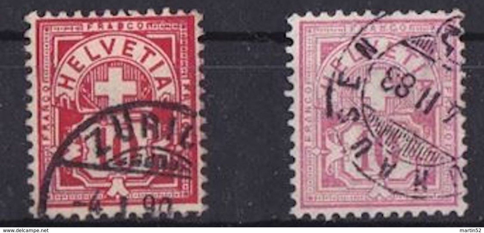 Faserpapier 1882: Zu 61Aa Mi 54Xb Yv 66 - 10c Rosa (statt Karmin) Mit O NEUHAUSEN 24.II.83 (Zu CHF 7.00) - Used Stamps