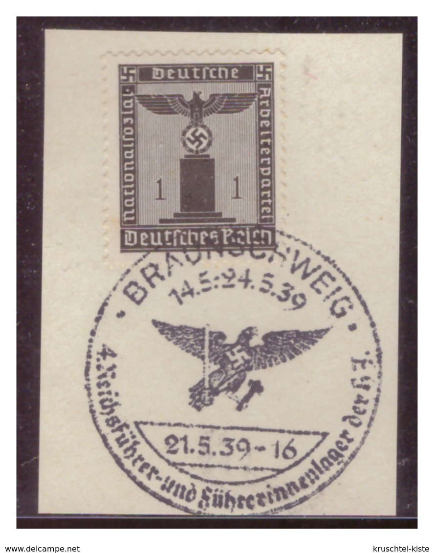 Dt-Reich (007182) Propagandasonderstempel Auf Briefstück, Braunschweig, 4.Reichsführer Und Führerinnenlager Der HJ, Gest - Gebraucht