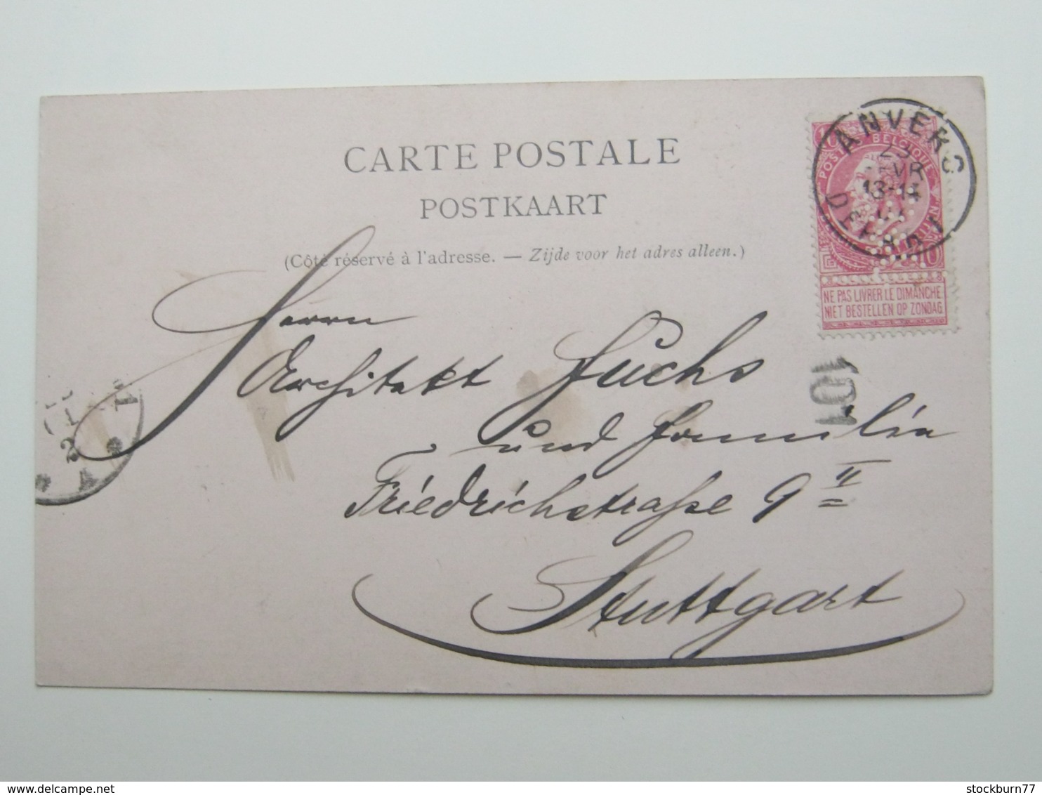 1901 , Anvers , Perfore  B & C , Carte Postle A Allemagne - 1863-09