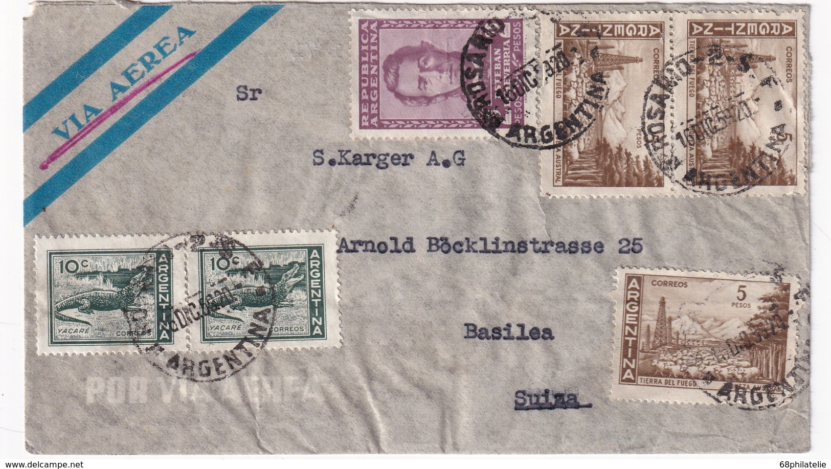 ARGENTINE 1959 PLI AERIEN RECOMMANDE DE ROSARIO AVEC CACHET ARRIVEE BALE - Lettres & Documents