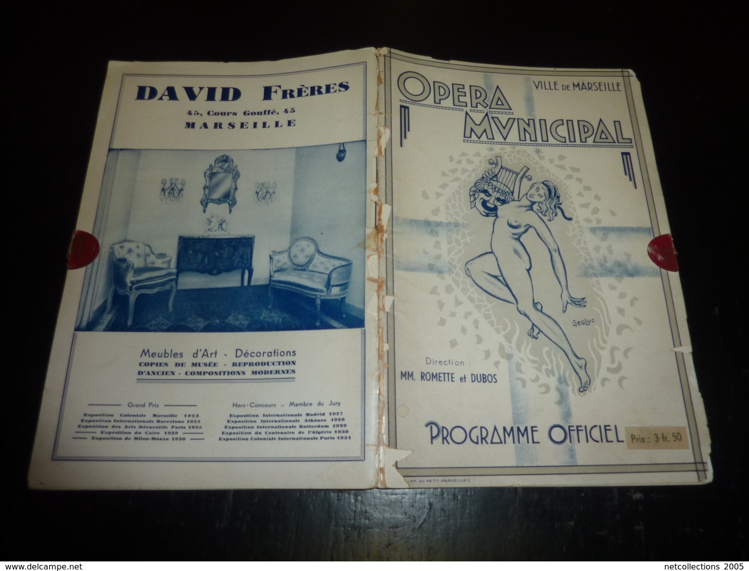 JOSEPHINE BAKER ;OPERA MUNICIPAL VILLE DE MARSEILLE, PROGRAMME OFFICIEL - Saison Lyrique 1940-1941 - Illustrée (AD) - Programmes