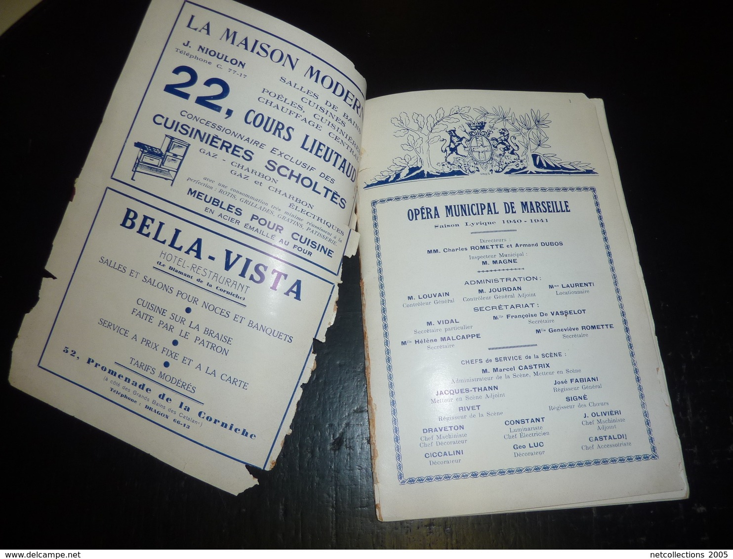 JOSEPHINE BAKER ;OPERA MUNICIPAL VILLE DE MARSEILLE, PROGRAMME OFFICIEL - Saison Lyrique 1940-1941 - Illustrée (AD) - Programmes