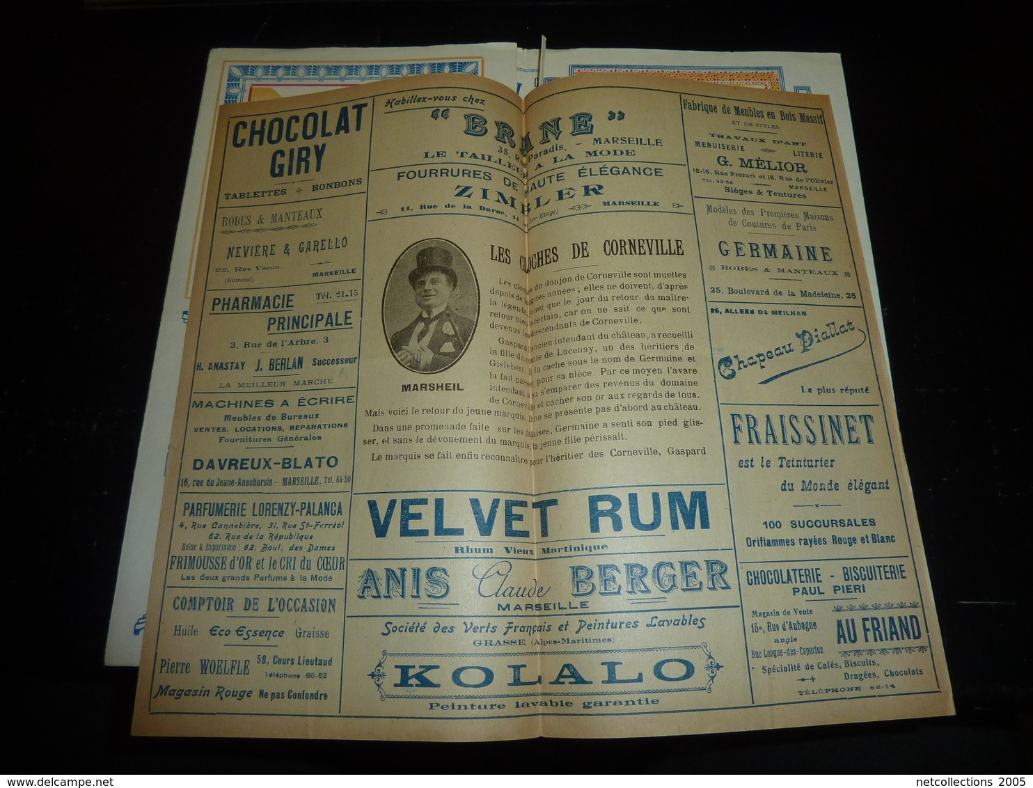 VARIETES CASINO de MARSEILLE - 2 PROGRAMMES OFFICIEL de 1923 "différent" - ANCIENNE PUBLICITE - illustrée (AD)