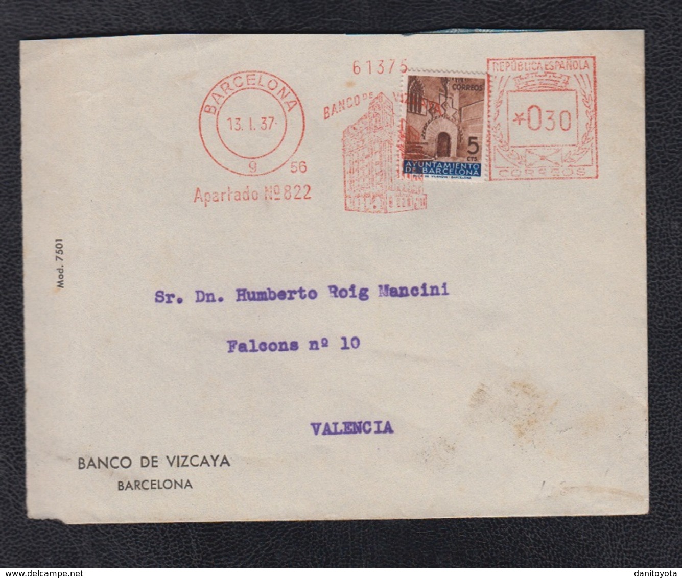 1937.- BARCELONA A VALENCIA. - Emisiones Repúblicanas