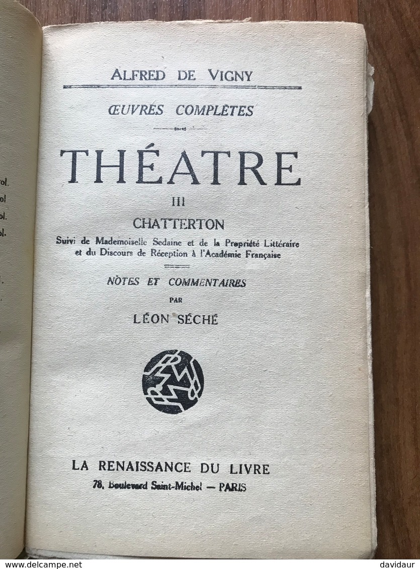 Chatterton - Alfred De Vigny - Auteurs Français