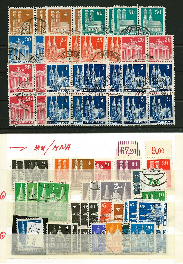 Germany , Allied Occupation After WW2 , BIZONE , Huge Party On 7 Stock-cards(see Scan) LH/VFU/MNH - Sonstige & Ohne Zuordnung