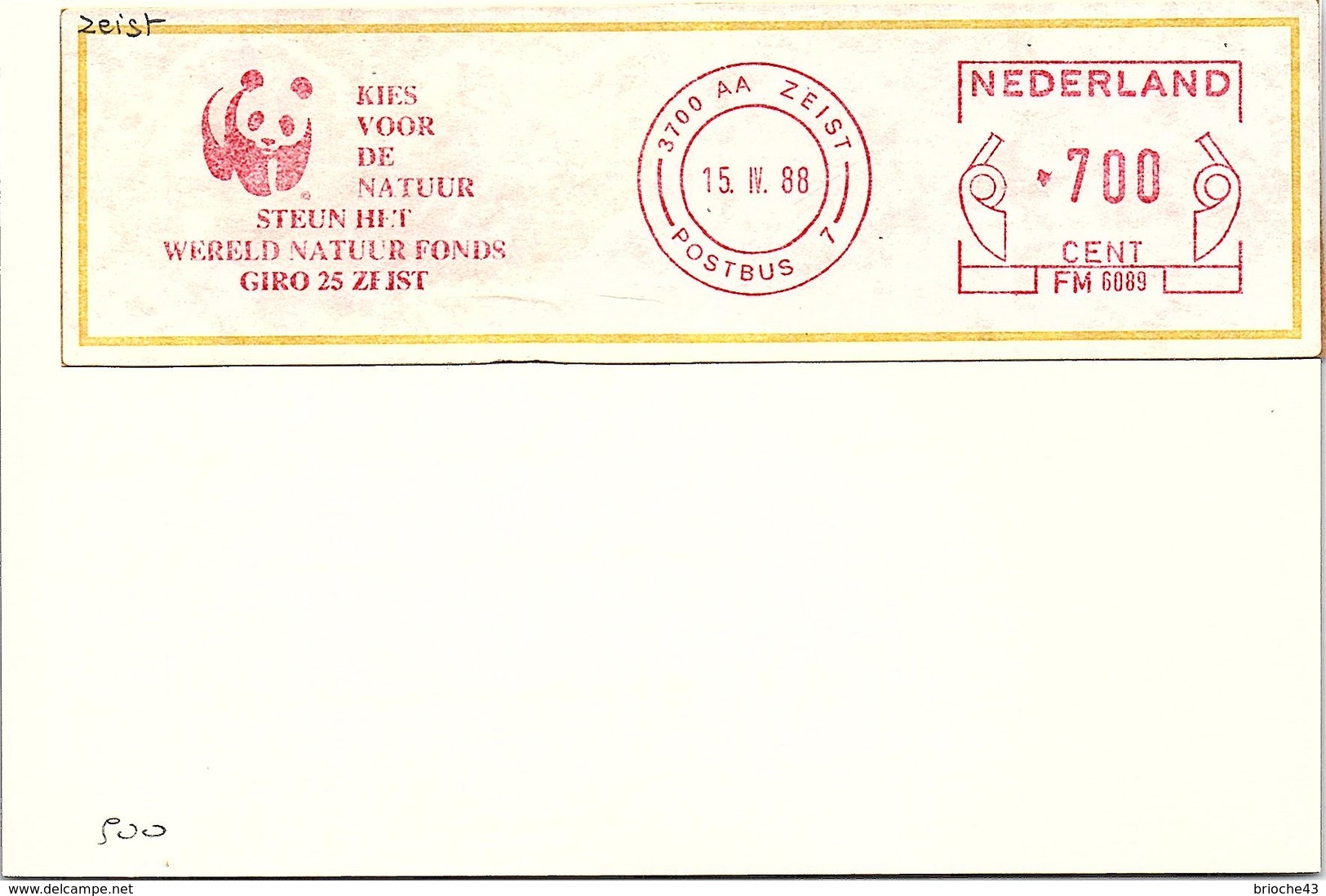 NEDERLAND - EMA SUR CARTE  KIES VOOR DE NATUUR.. - ZEIST 15.4.88 / 1 - Machines à Affranchir (EMA)