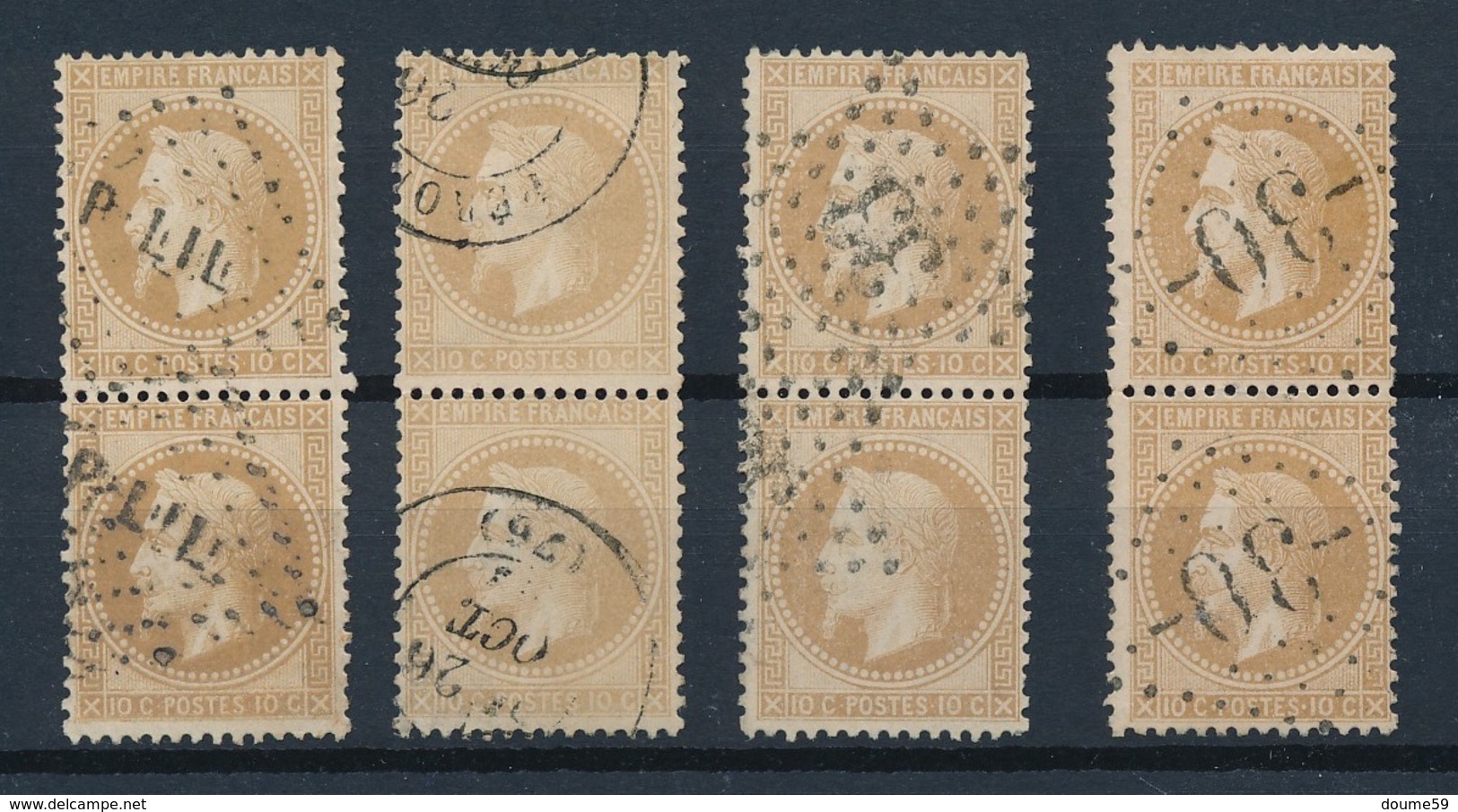 N-259: FRANCE: Lot Avec  N° 28A(3 Paires Verticales)- 28B (1 Paire) - 1863-1870 Napoleon III With Laurels
