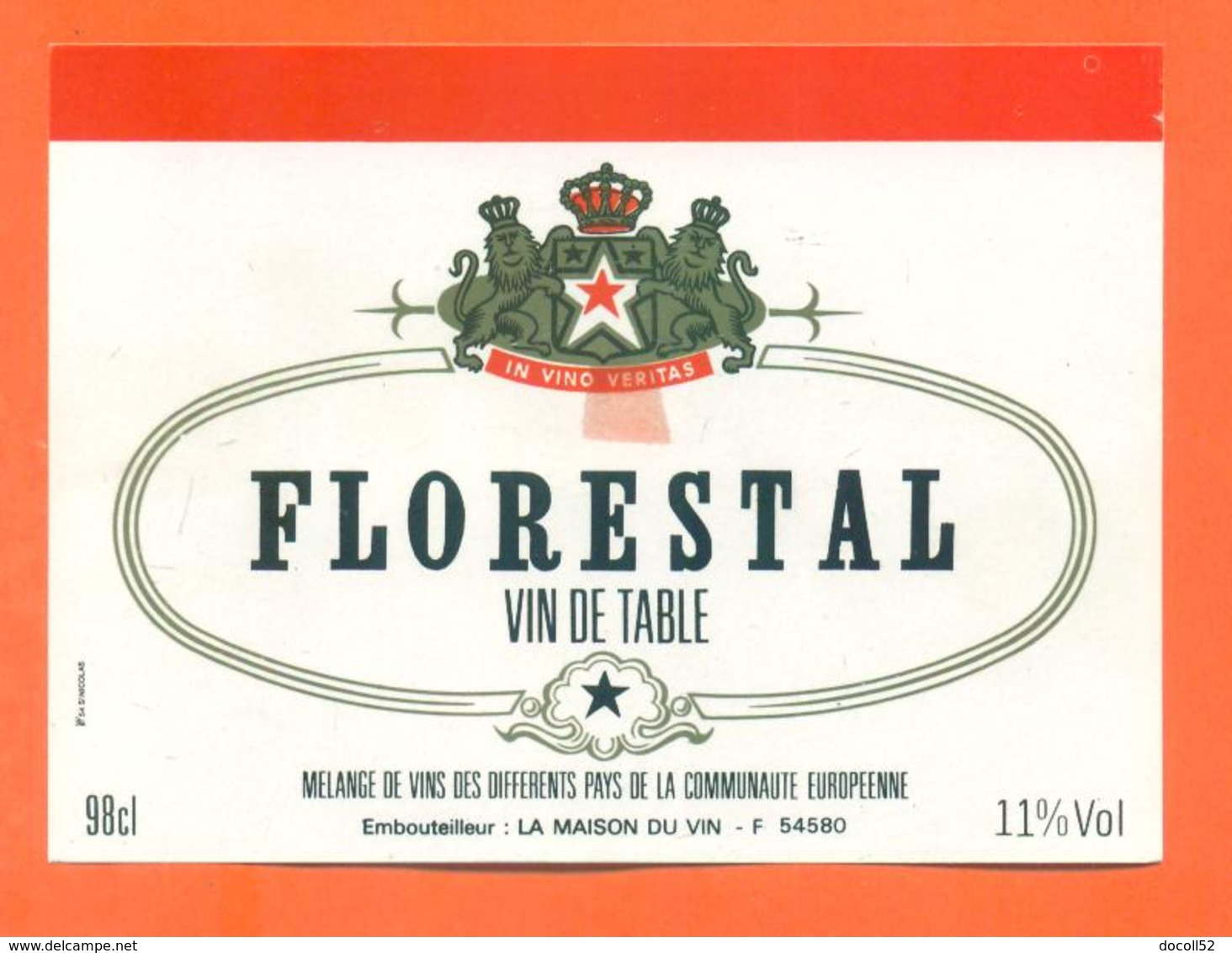 étiquette Ancienne De Vin Table Florestal La Maison Du Vin à 54580 - 98 Cl - Leeuwen