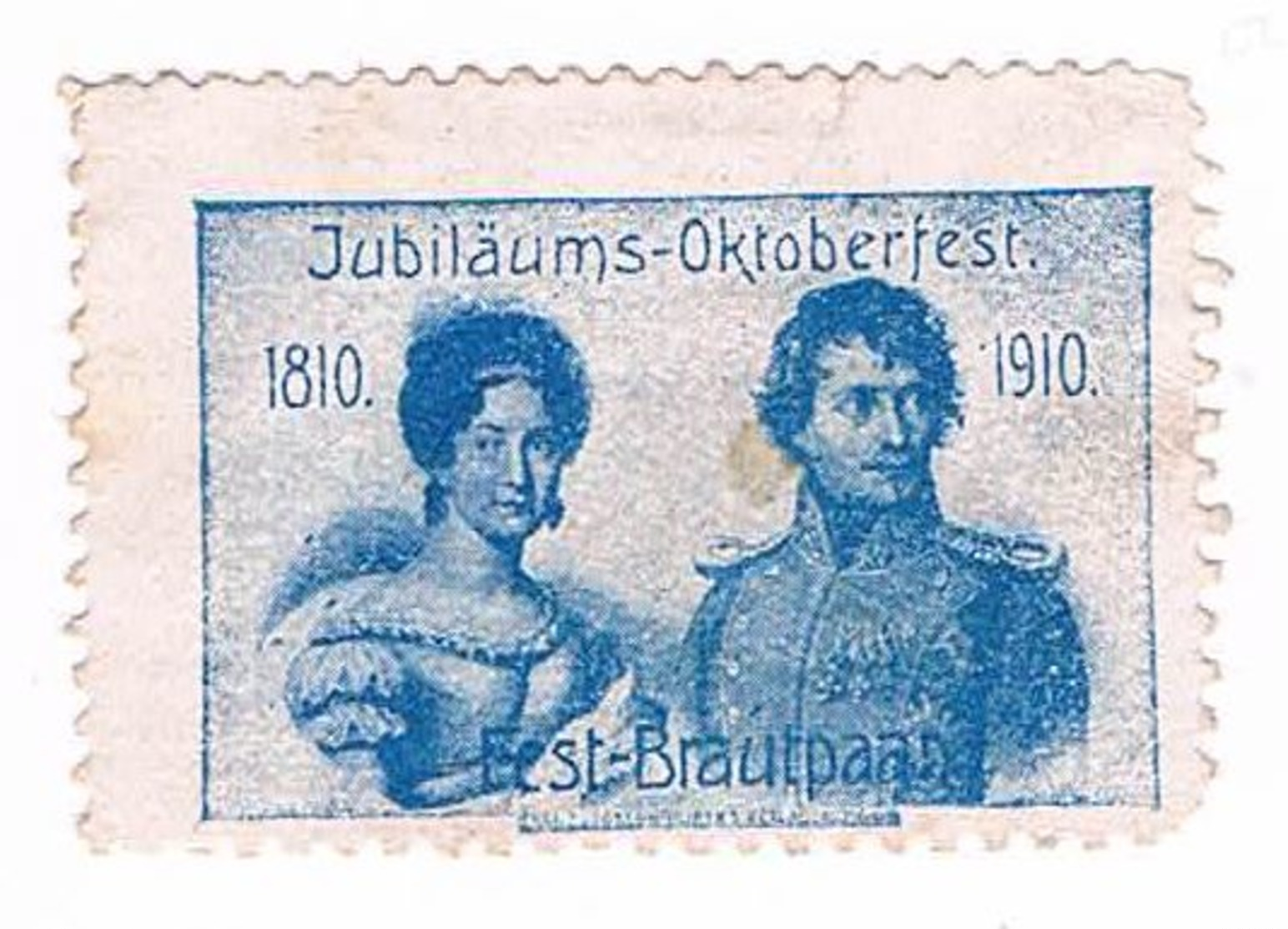 L72) Jubiläums - Oktoberfest, Fest-Brautpaar, Reklamemarke, Vignette - Erinnophilie