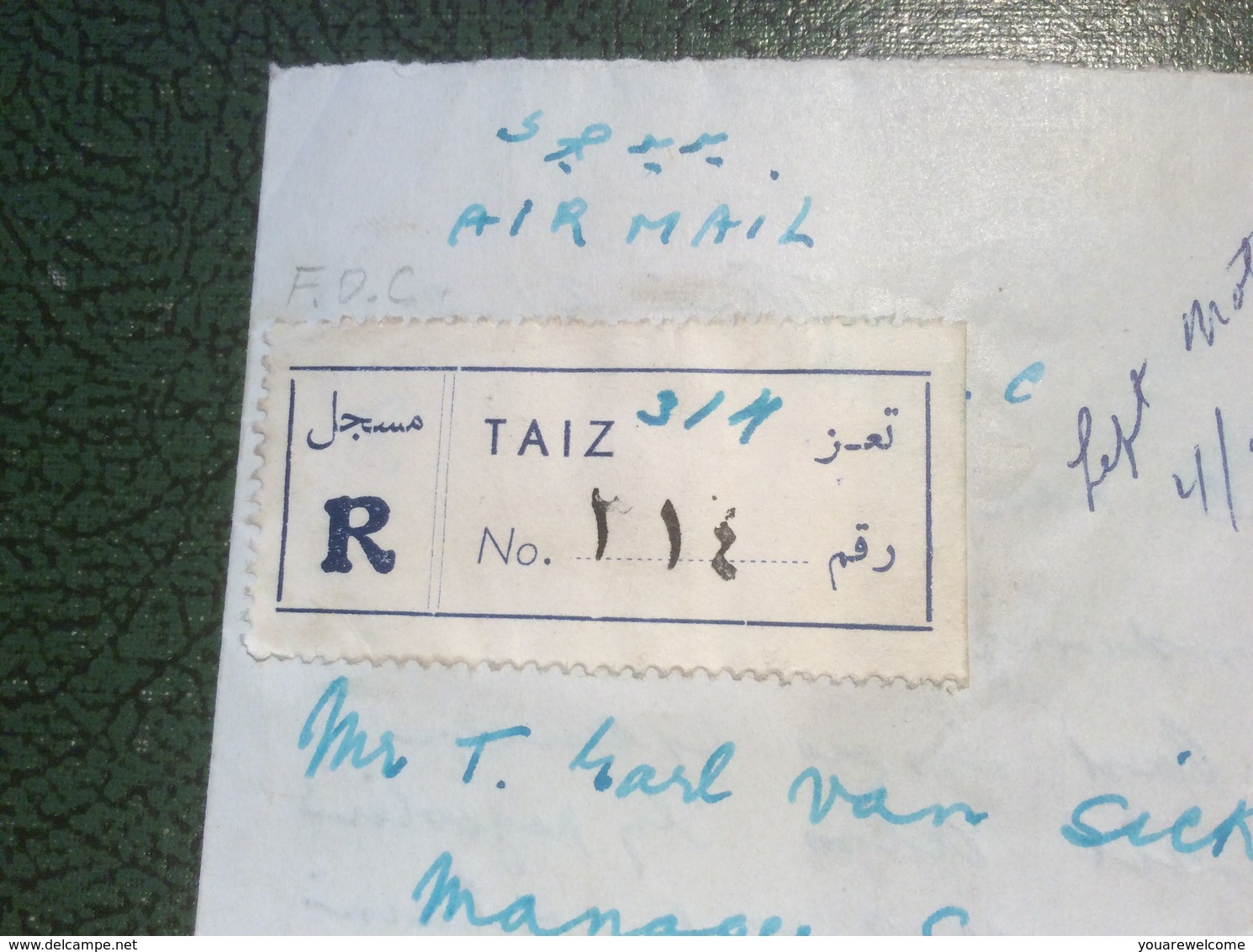 Yemen Airletter 10 Bog. FDC TAIZ 1956 RRR (Aden Jemen Aérogramme Aerogram Cover Postal Stationery Brief Lettre Aerogramm - Yémen