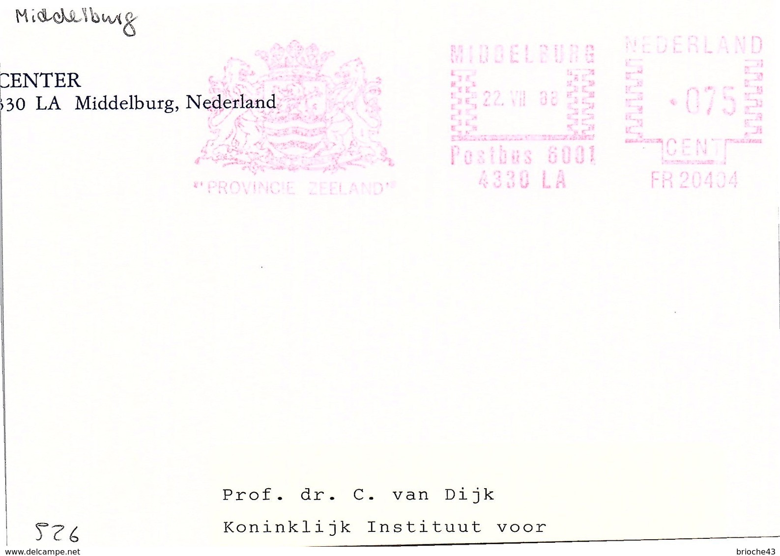 NEDERLAND - EMA PROVINCIE ZEELAND   - MIDDELBURG 22.7.88 / 2 - Machines à Affranchir (EMA)