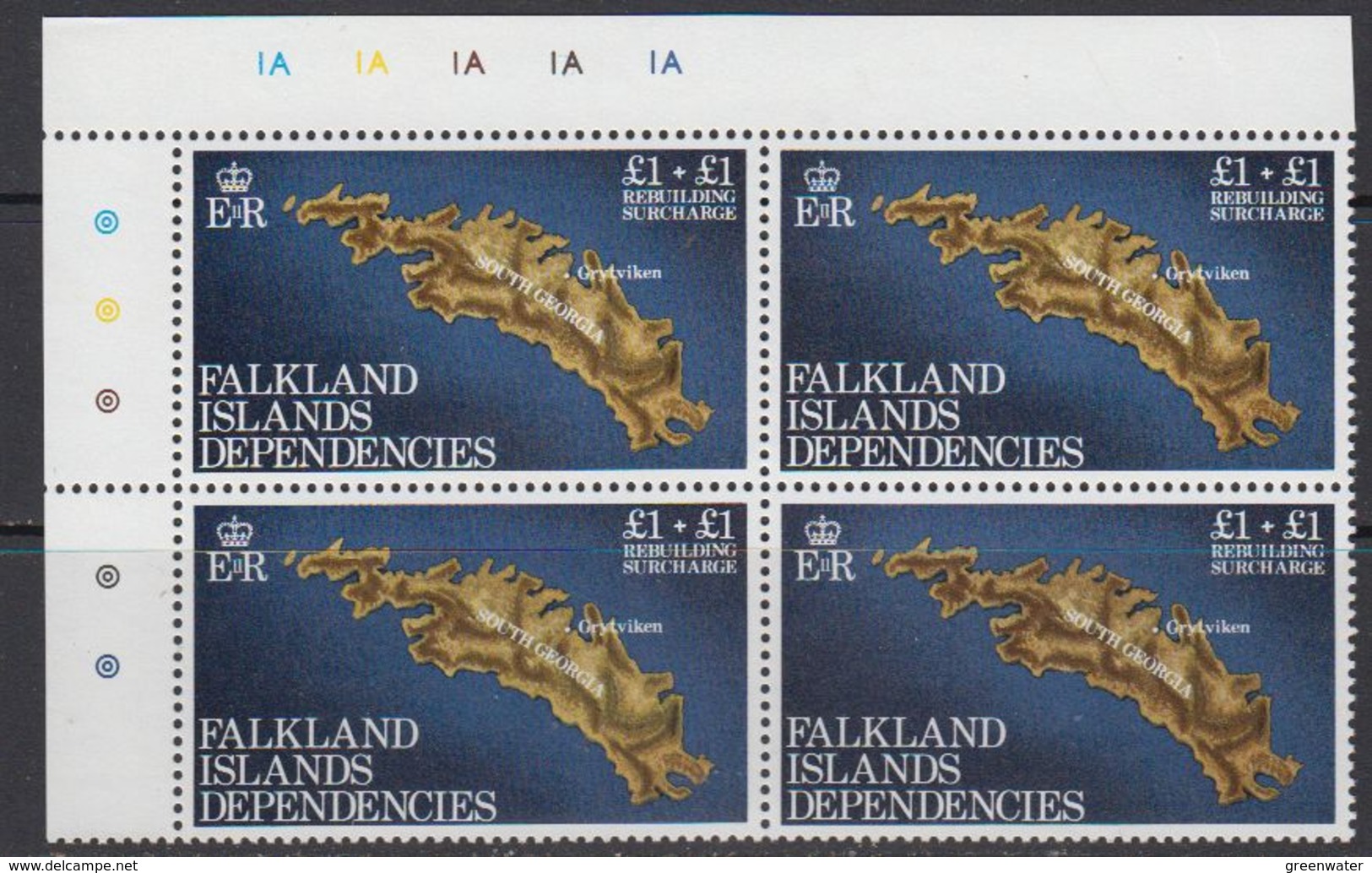 Falkland Islands Dependencies 1982 Rebuilding Fund 1v Bl Of 4 (corner)  ** Mnh (41481B) - Zuid-Georgia