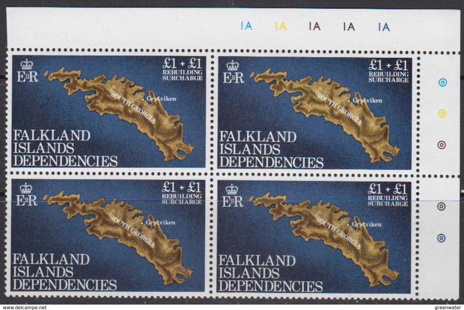 Falkland Islands Dependencies 1982 Rebuilding Fund 1v Bl Of 4 (corner)  ** Mnh (41481C) - Zuid-Georgia