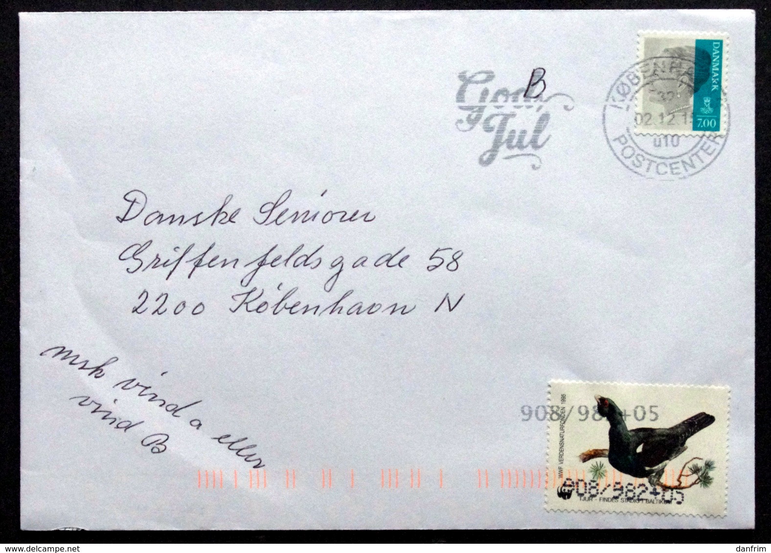 Denmark Letter 2015  Minr. 1804 I  ( Lot 6608) WWF - Covers & Documents