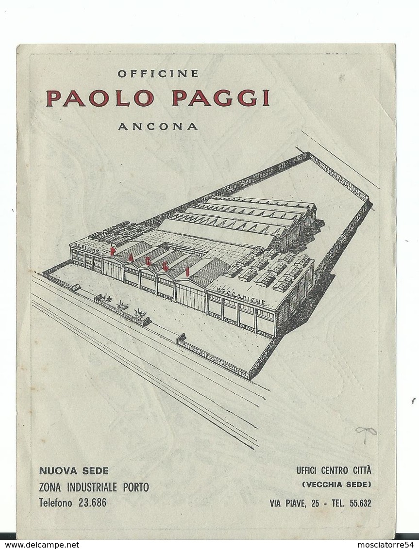 PUBBLICITARIA  OFFICINE PAOLO PAGGI ANCONA NEL RETRO CARTINA STRADALE - Ancona