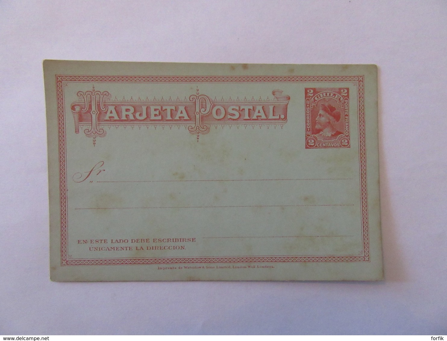 Chili - Entier Postal Non-circulé "Tarjeta Postal Chile" 2 Centavos - Vers 1900 - Chile