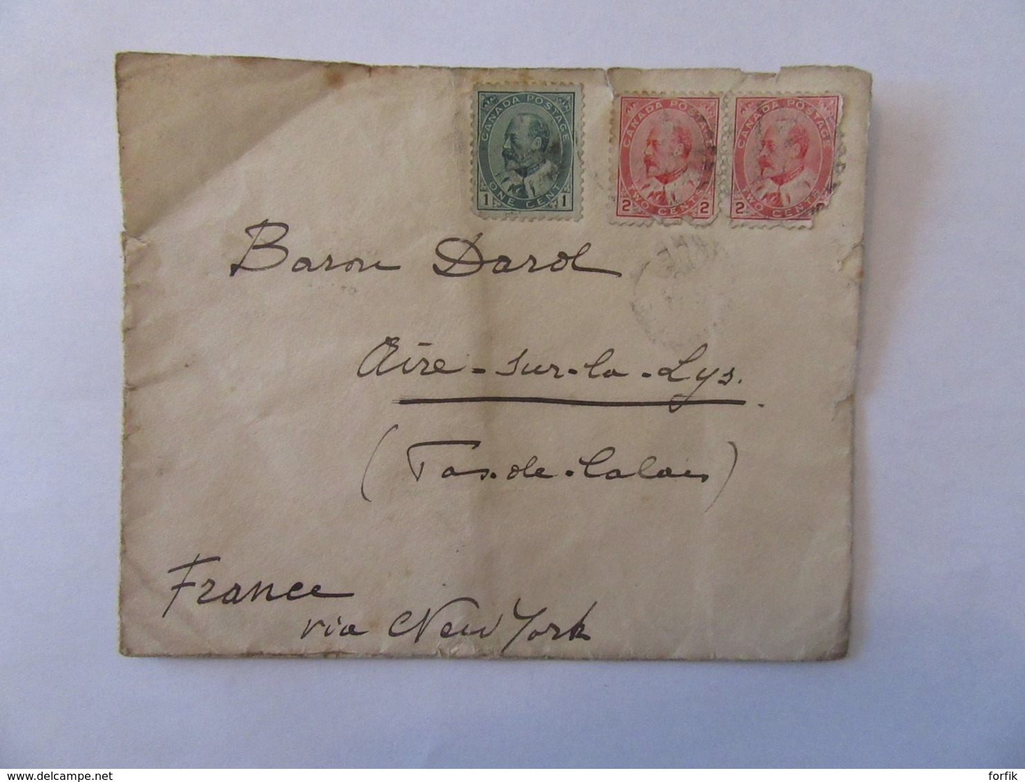 Canada Vers France (Aire Sur La Lys) - Enveloppe Avec Timbres Edouard VII YT N°78 Et 79 - Vers 1903 - Lettres & Documents