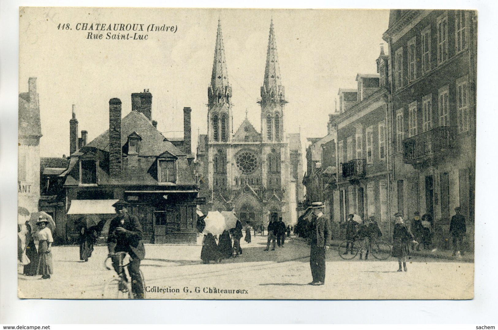 36 CHATEAUROUX Cycliste Et  Dames Ombrelles Rue Saint Luc   écrite En 1917 De CHateauroux      /D08-2017 - Chateauroux