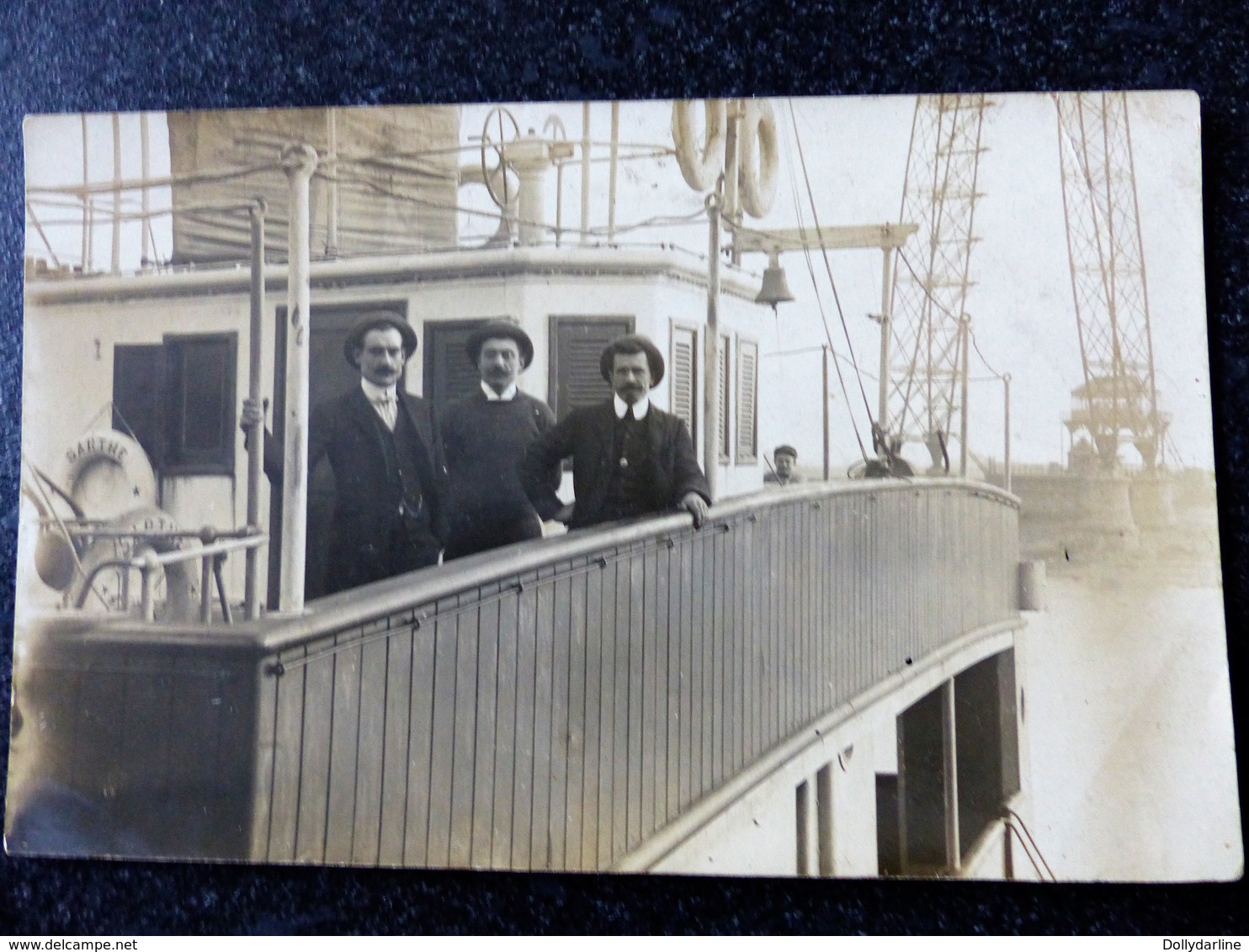 NAVIRE Carte Photo De Passagers à Bord D'un Bateau SARTHE Non Identifié - Otros & Sin Clasificación