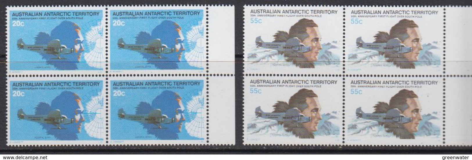 AAT 1979 50th Ann. First Flight Over Southpole 2v Bl Of 4  ** Mnh (41482G) - Ongebruikt