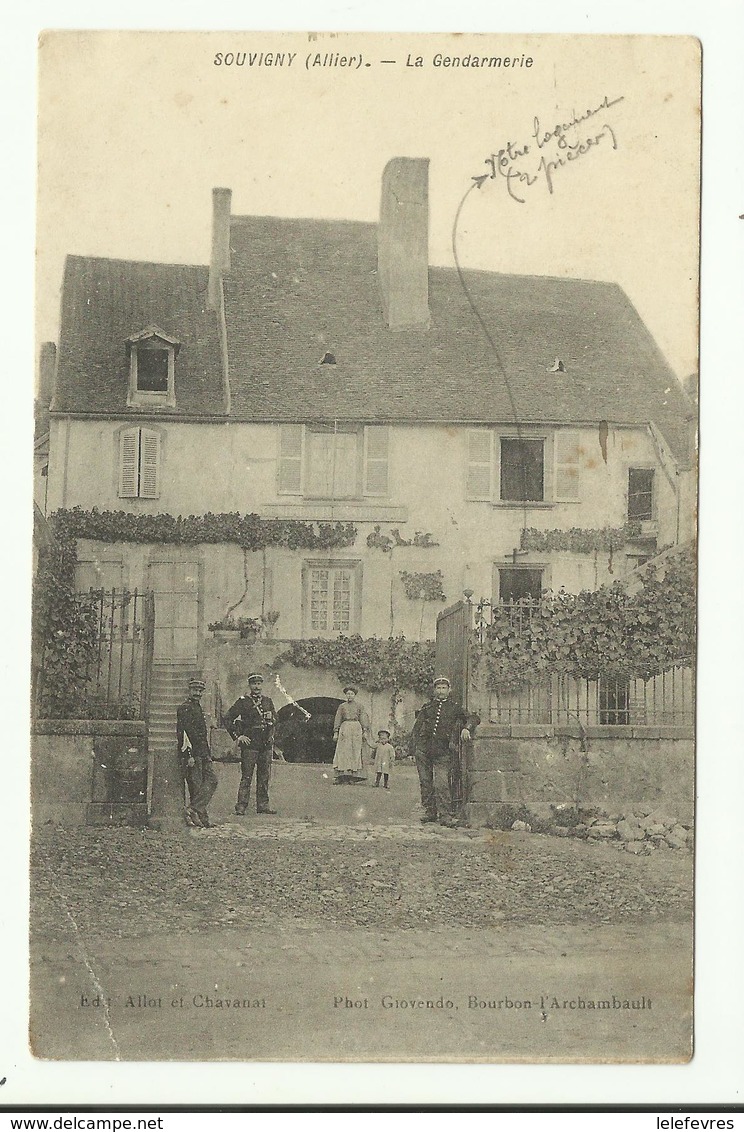 Cpa , SOUVIGNY , La Gendarmerie - Autres & Non Classés