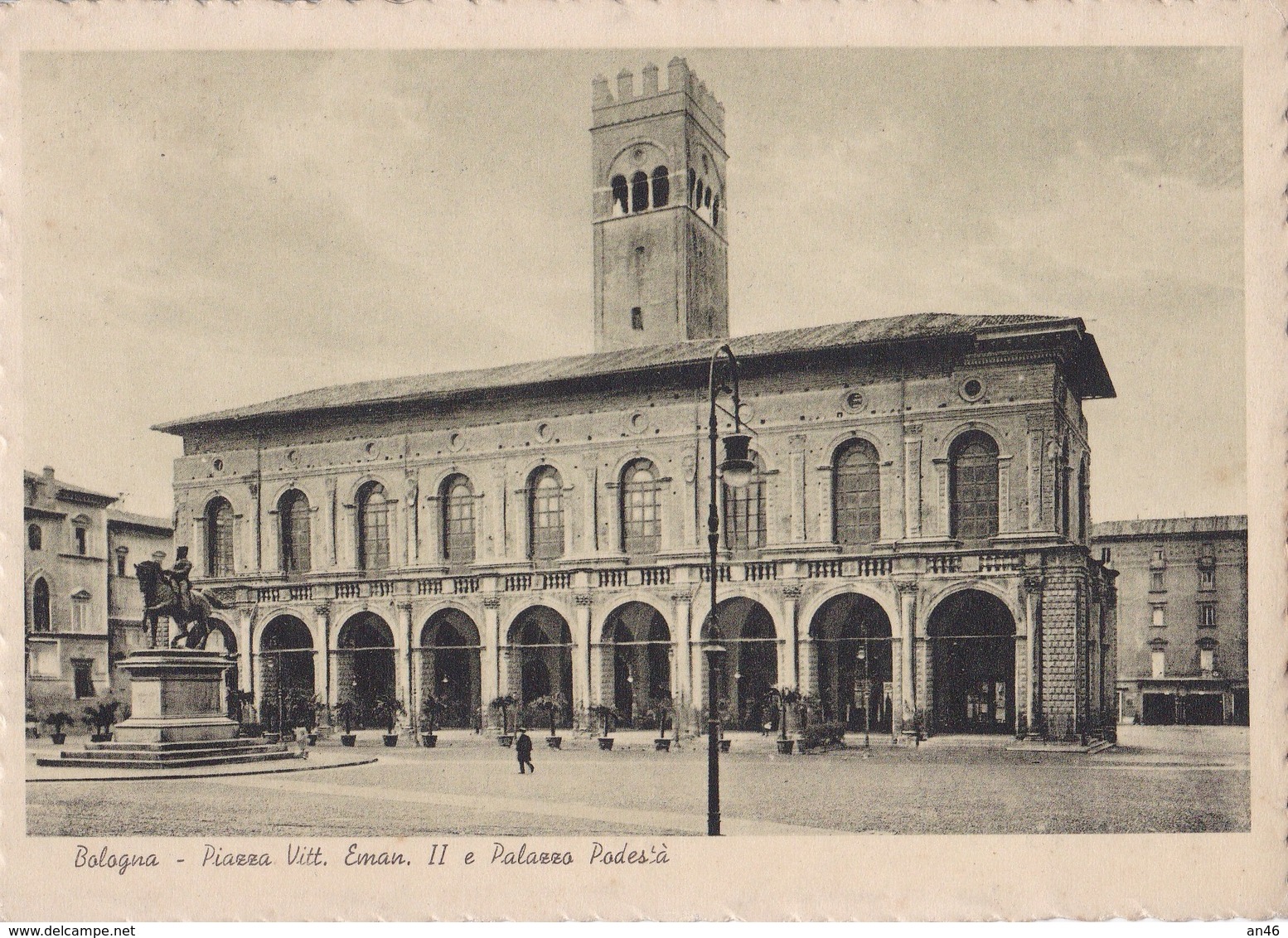 BOLOGNA PIAZZA VITTORIO EMANUELE II E PALAZZO PODESTA VG    AUTENTICA 100% - Bologna