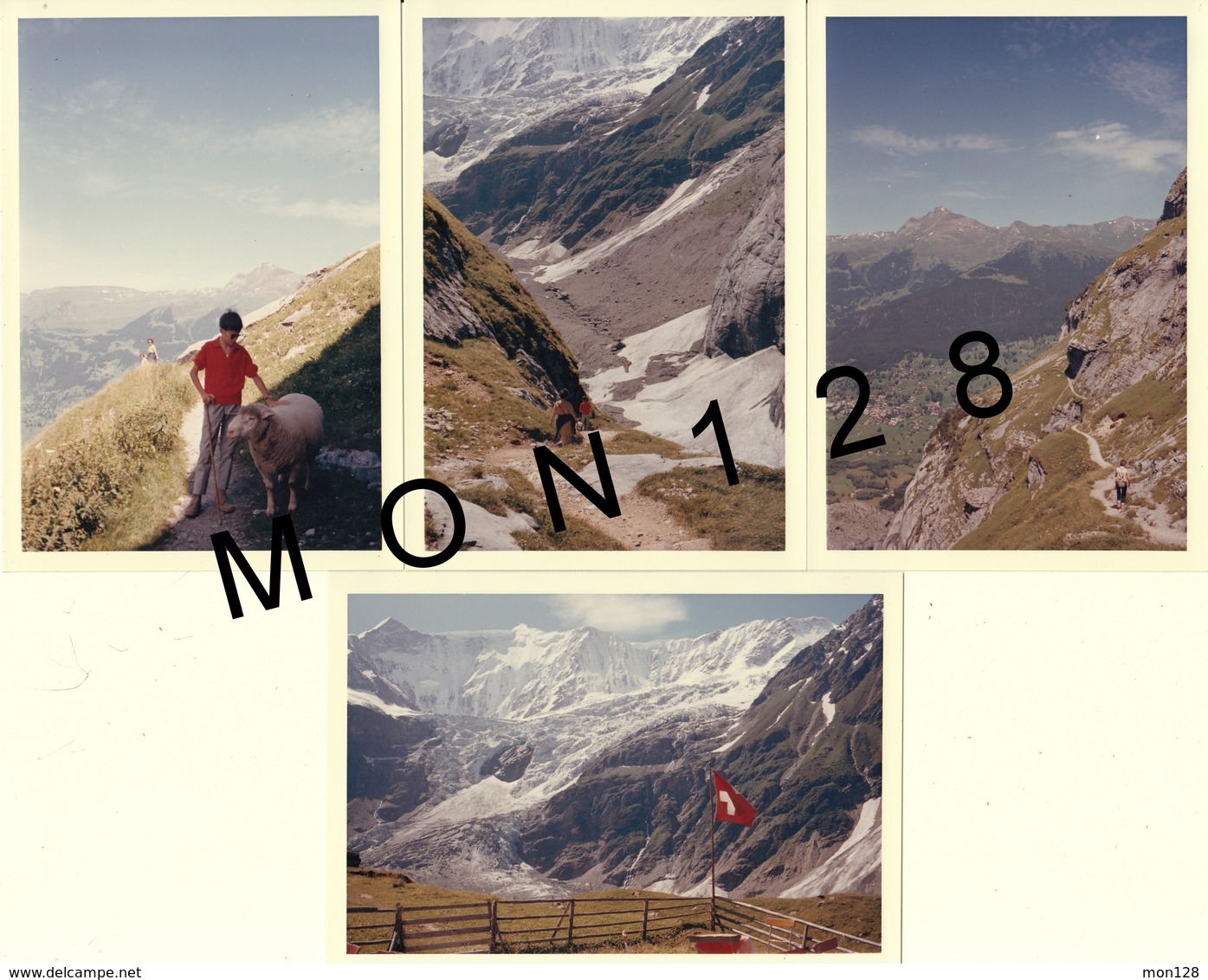 SUISSE ALPES BERNOISES - GRINDELWALD 1965 - PROMENADE A STIREGG - 4 PHOTOS 9x13 Cms -MONTAGNE - Lieux