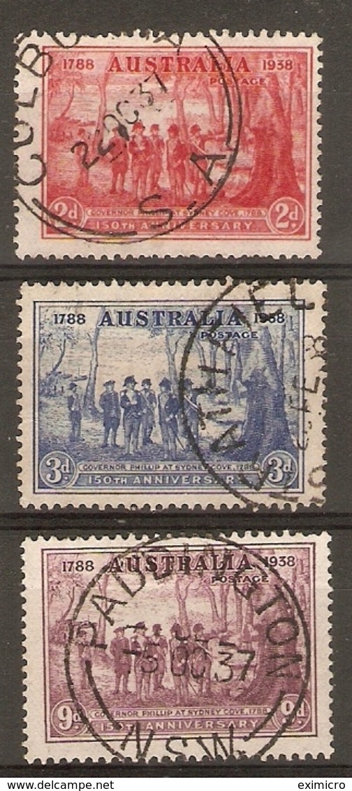 AUSTRALIA 1937 150TH ANNIVERSARY OF FOUNDATION OF NEW SOUTH WALES SET SG 193/195 FINE USED Cat £15 - Used Stamps