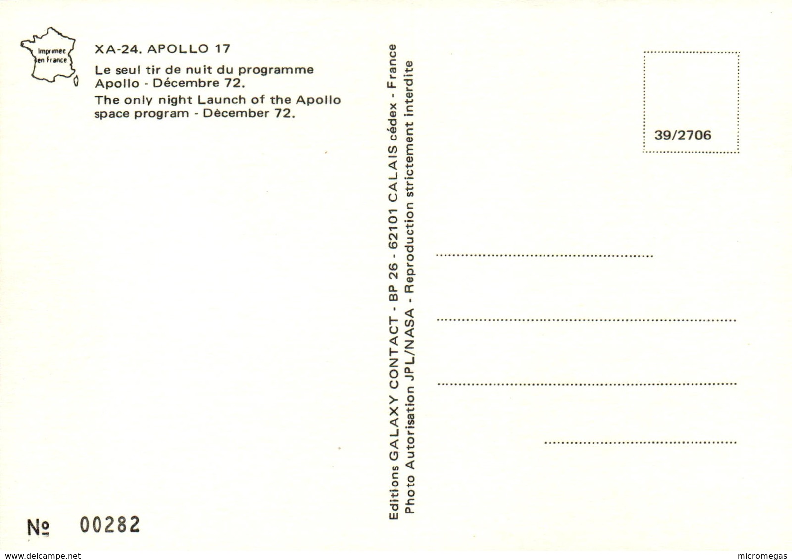 Le Seul Tir De Nuit Du Programme Apollo, 1972 - Editions Galaxy Contact - Astronomie