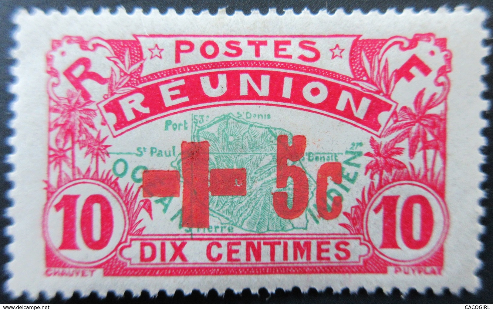 1915 Réunion Yt 81A Map Of The Island . Neuf Charnière - Unused Stamps