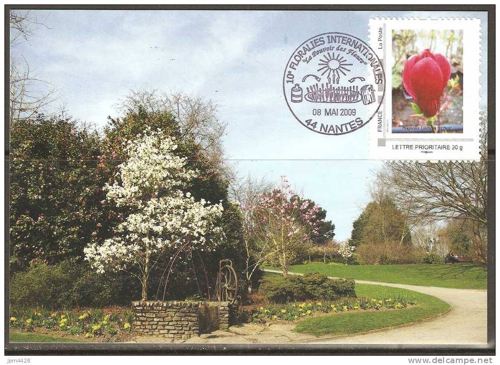 MONTIMBRAMOI  Magnolia O Nell Sur Carte Postale  Pour  10émes Floralies 2009  à Nantes Autoahésif Mon Timbre à Moi -MTAM - Autres & Non Classés