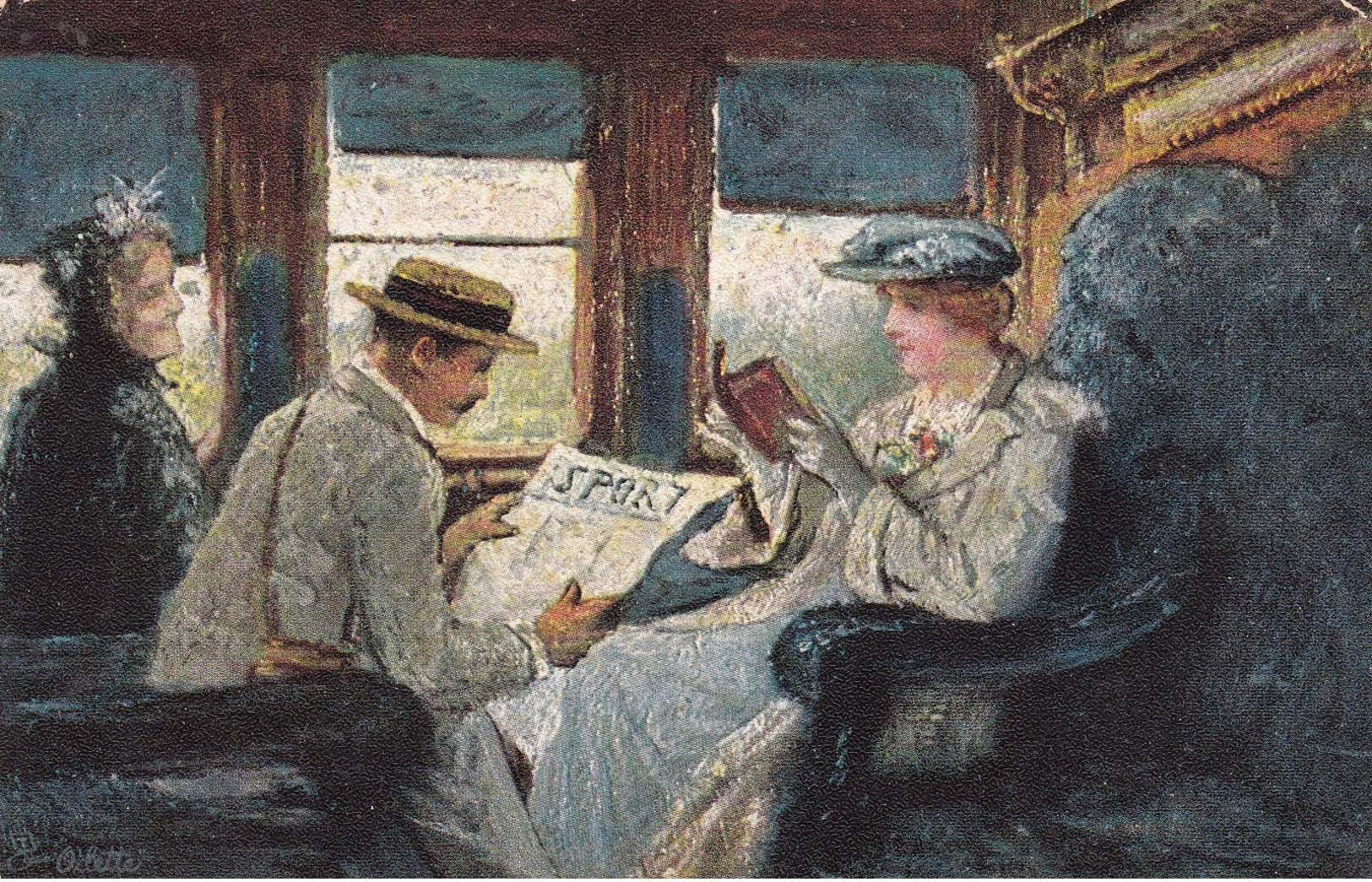 TUCK Series 9186 "BY TRAIN", People Reading Newspaper & Book , 00-10s - Tuck, Raphael