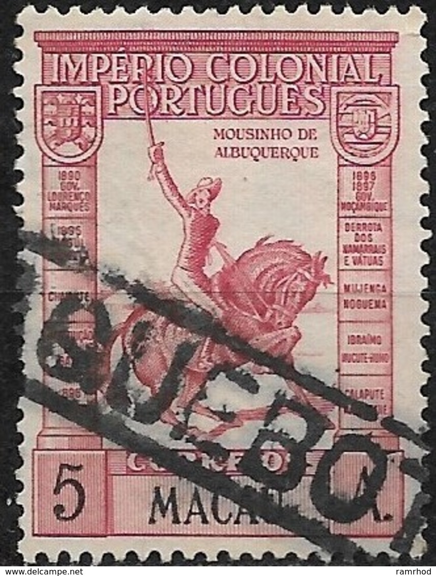 MACAU 1938 Mousinho De Albuquerque - 5a - Red FU PACQUEBOT CANCELLATION - Used Stamps