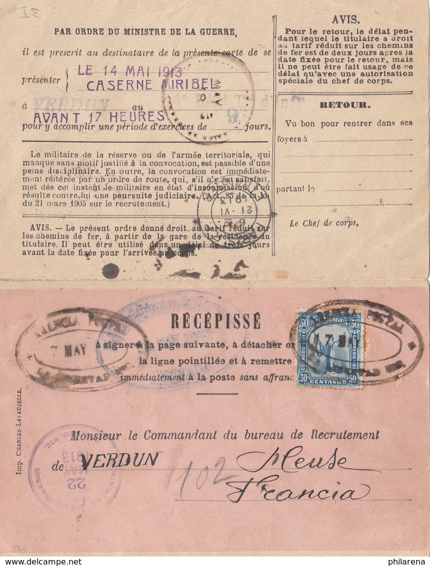 Nicaragua 1913: Post Card Recepisse To Verdun/France - Nicaragua