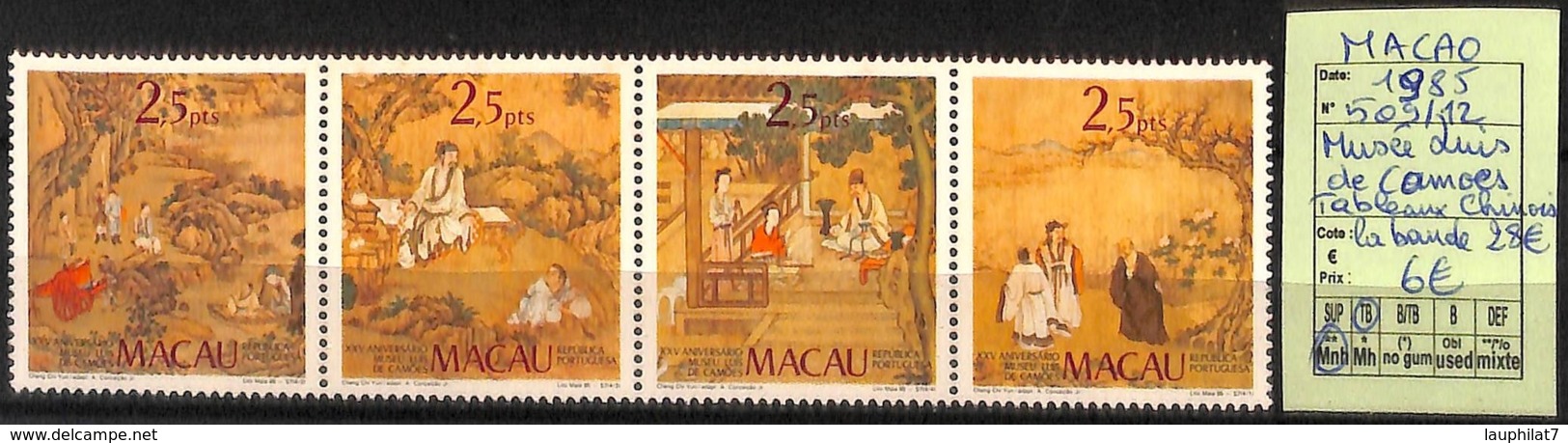 [825019]Macao 1985 - N° 509/12, Luis De Camoes, Arts, Tableau - Peinture, Musée - Autres & Non Classés