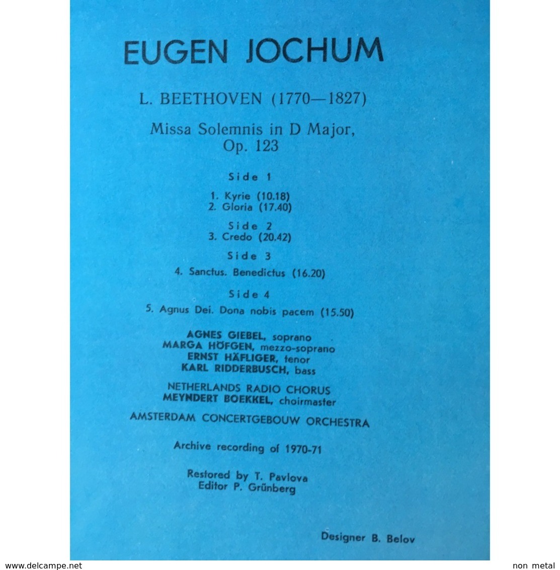 Eugen Jochum, Conductor: Beethoven Missa Solemnis In D Major, Op.123 - Classical