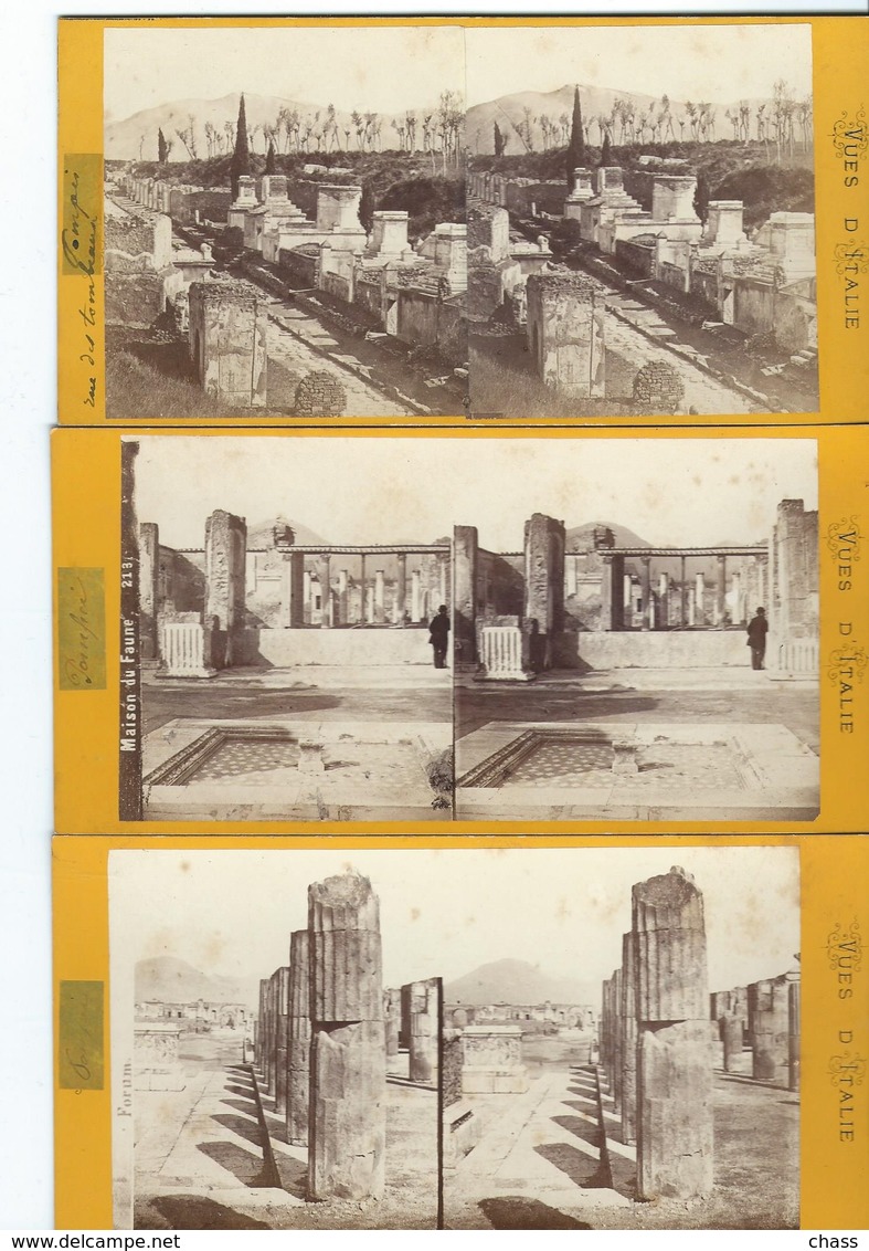 Lot De 10 Photos Stéréo -vues D'Italie(Pompei-) En Bon état-fin XIXeme S - Photos Stéréoscopiques